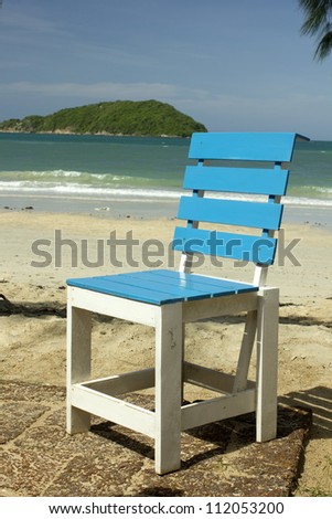 Blue wooden chair isolated over white, with clipping path
