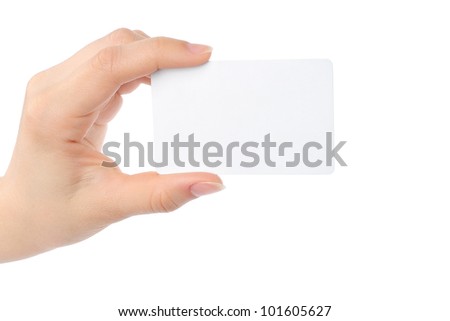 Hand holds charge card on white background