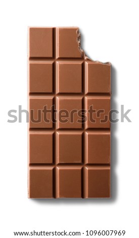 Top view of bitten milk chocolate bar. Isolated on white background Stock foto © 