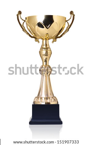 champion golden trophy isolated on white