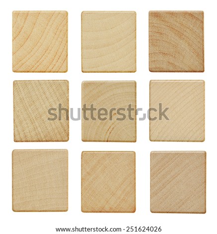 Blank wood letter tiles pieces isolated on white background Stock foto © 