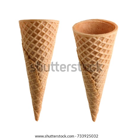 Collection of empty ice cream cone isolated on white background Foto stock © 