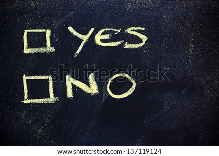chalk writings on blackboard, choice between yes or no