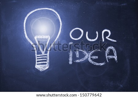 lightbulb and business vision chalk design on blackboard