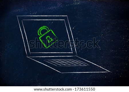 computer screen with a lock: privacy and personal information on the web