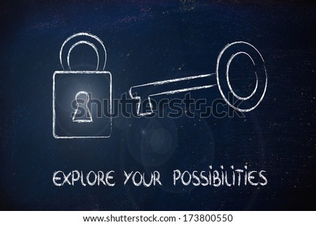 conceptual design with key and lock: unlock your potential