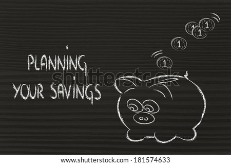 money savings, coins dropping inside piggy bank