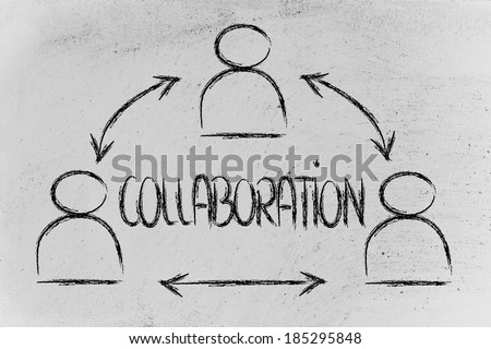 concept of collaboration, design with group of colleagues interacting