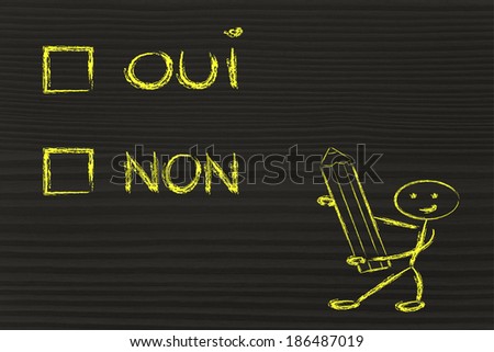Yes or No (Oui Non) to tick in multiple choice test format