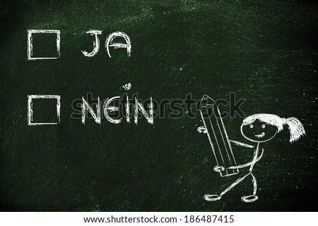 Yes or No (Ja oder Nein) to tick in multiple choice test format