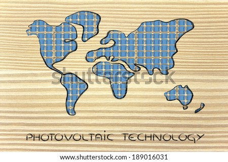 renewable energy: the world as covered in photovoltaic panels
