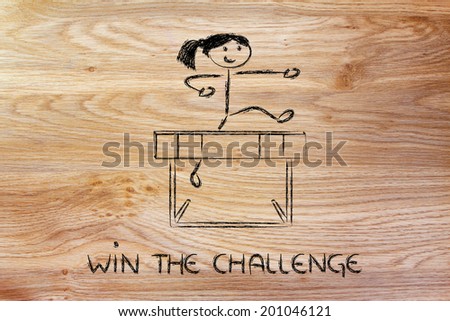hurdle design, metaphor of overcoming the obstacles in life and winning the challenge