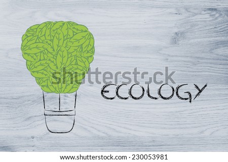 renewable energy and ecology, funny metaphor with air balloon made of leaves