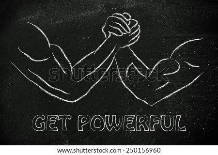 fitness and strength training: arm wrestling challenge illustration, get powerful