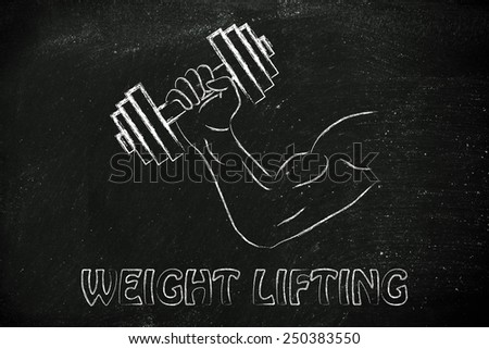 man biceps lifting weights: weight lifting, fitness lifestyle and strength training