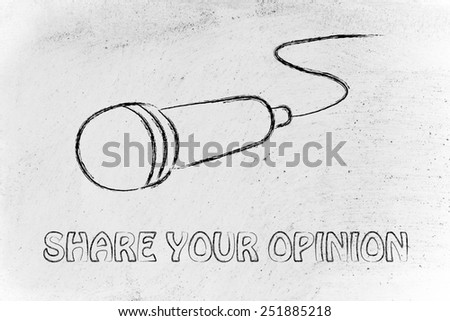 microphone illustration, metaphor of sharing and spreading your opinion
