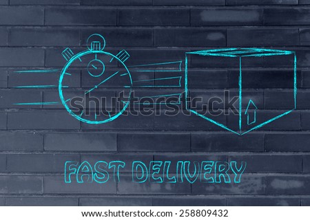 fast delivery time: parcels and stopwatch illustration