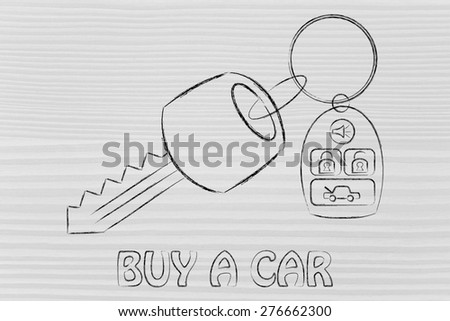 car keys with remote, concept of renting or buying a new car