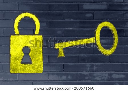 find the key to unlock your success, golden key and lock illustration