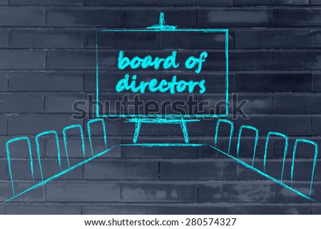 board of directors, meeting room with long table and whiteboard