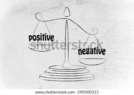 more cons than pros, metaphor of balance measuring the positive and the negative
