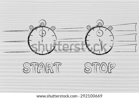 stopwatch start and stop: concept of achieving goals at record time