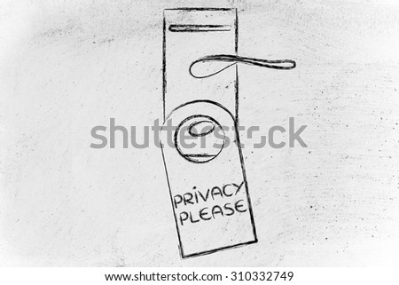 hotel room lock with door hanger saying Privacy Please