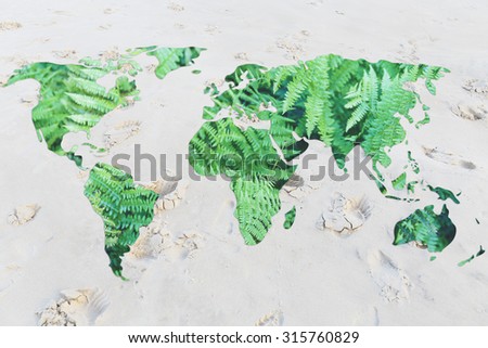 desertification and environmental awareness: world with sand instead of oceans