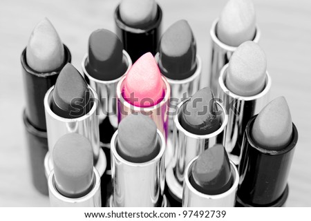 cosmetics: lipsticks in black and white except favorite product