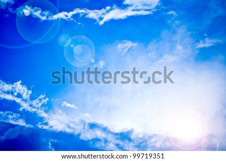 bright blue sky and sun light rays looking serene, heavenly