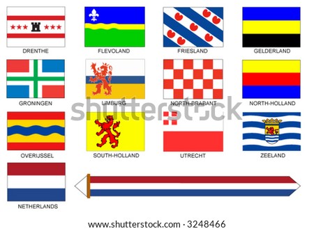 Flags Of All Provinces Of The Netherlands. Stock Vector Illustration ...