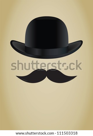 Bowler Hat And Moustache. Vector Illustration - 111503318 : Shutterstock