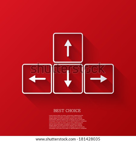 vector arrows buttons keyboard on red background