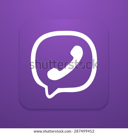 Vector modern phone icon in bubble speech  background