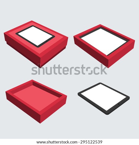 isometric computer tablet with box set