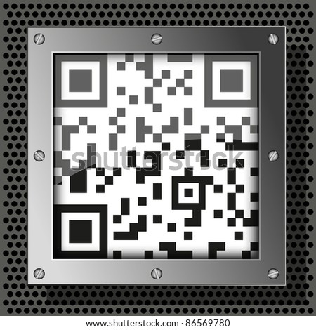 vector qr code on metal plate for your design