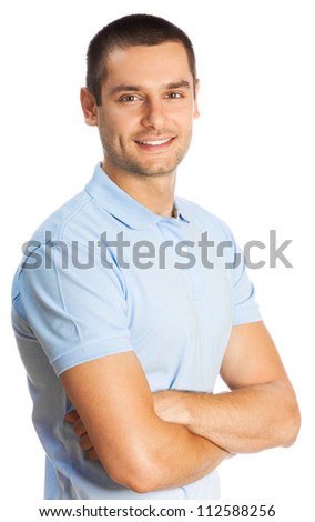 Cheerful young man, isolated over white background
