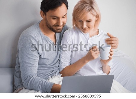 Similar – Image, Stock Photo Surfing couple waiting for the wave