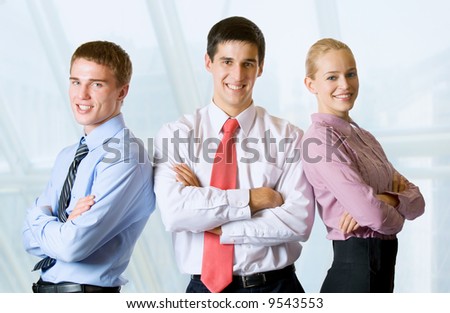 Portrait of happy smiling successful business team at office