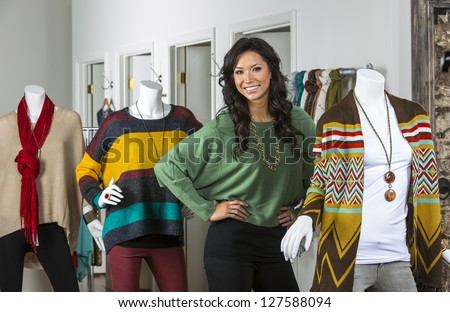 A female consumer shopping in an indoor store