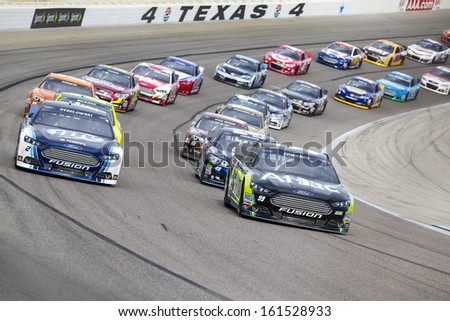 Ft Worth, TX - Nov 03, 2013:  The NASCAR Sprint Cup teams take to the track for the AAA Texas 500 race at the Texas Motor Speedway in Ft Worth, TX on Nov 03, 2013.