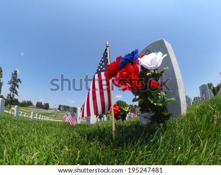 veterans cemetery memorial celebration with American Flag