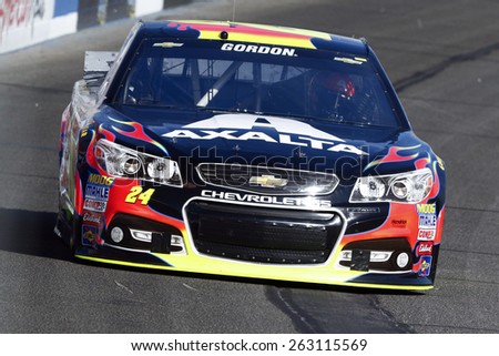 Fontana, CA - Mar 20, 2015:  Jeff Gordon (24) takes to the track to practice for the Auto Club 400 at Auto Club Speedway in Fontana, CA.