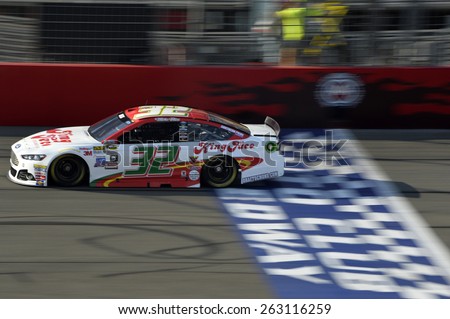 Fontana, CA - Mar 21, 2015:  Mike Bliss (32) takes to the track for the Auto Club 400 at Auto Club Speedway in Fontana, CA.