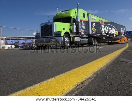 CONCORD, NC - MAY 27:  The No. 5 hauler pulls in to the track for the Coca-Cola 600 Race at the Charlotte Motor Speedway in Concord, NC on May 27, 2010