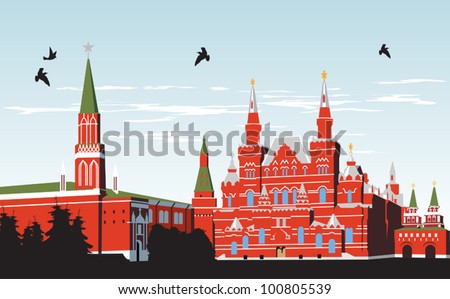 Birds fly over Red Square