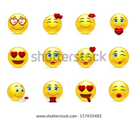 Love collection of vector beauty smilies