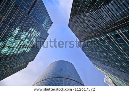 MOSCOW, RUSSIA - SEPTEMBER 8: Moscow City on September 8, 2012 in Moscow, Russia.  Planned to combine business, entertainment and living space for 300,000 people. Cost estimated at $12 billion