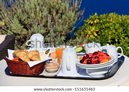 delicious breakfast for two by the sea