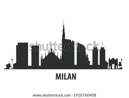 Milan city skyline - cityscape silhouette with landmarks